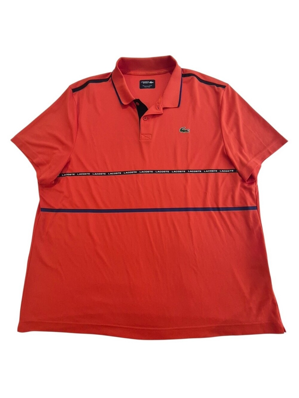 Lacoste Sport Ultra Dry Polo Shirt Men's 3XL Orange Striped Golf